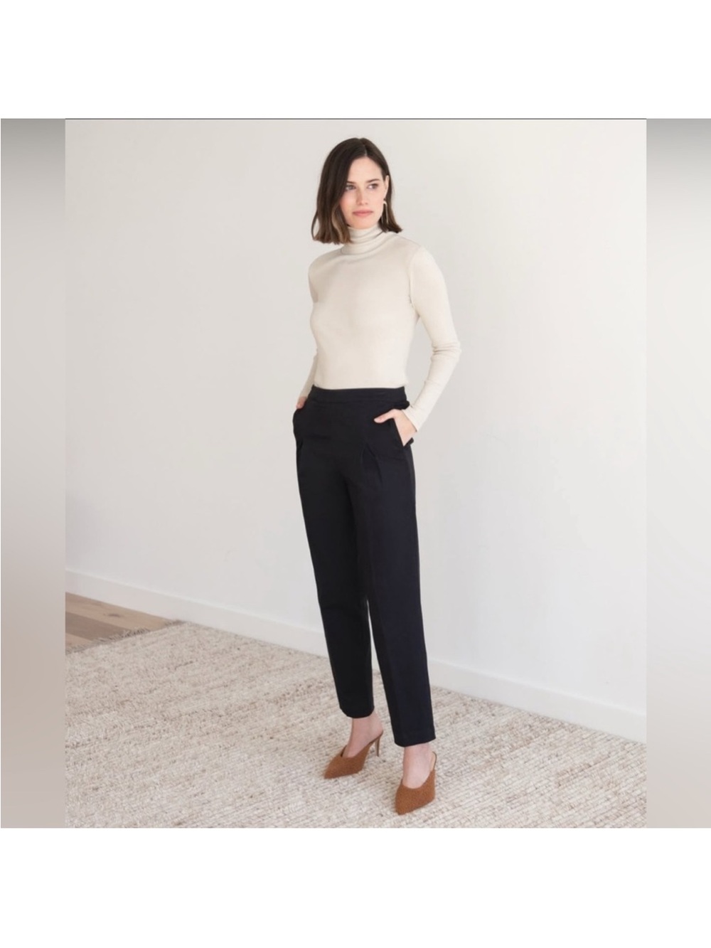 WVN. Women’s Sidney Dress Pants Black Size Medium High Rise Organic Cotton NWT